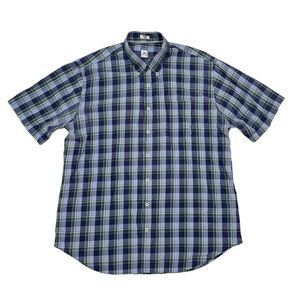 Peter Millar Shirt Men’s Size‎ XL Blue Green Plaid Short Sleeve Button Down